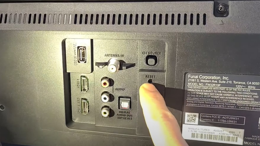 Use physical button to reset Sanyo TV