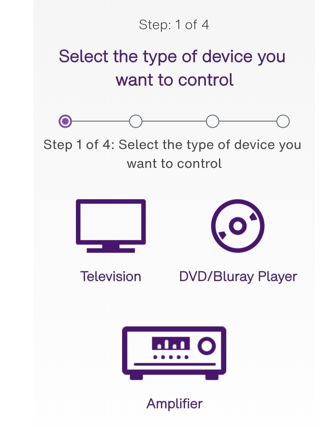 Choose the device (TV/ DVD/ Bluray/ Amplifier).