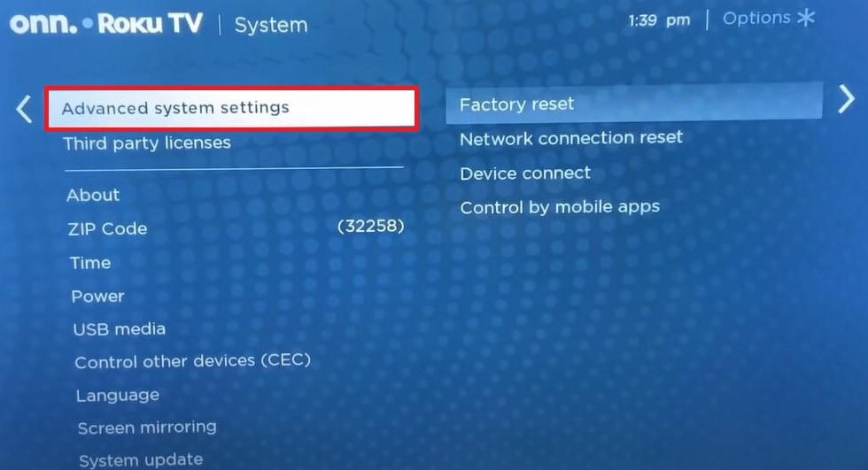 Tap Advanced System Settings option