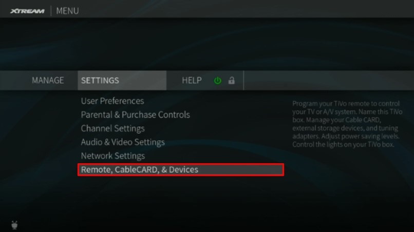 Select Remote, CableCARD & Devices option
