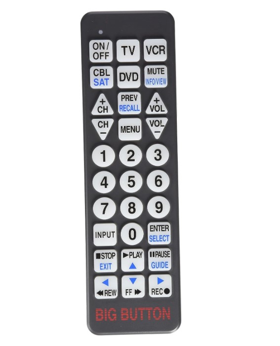 Hy-Tek Big Button BW1220 Universal Remote - Best for Sling TV