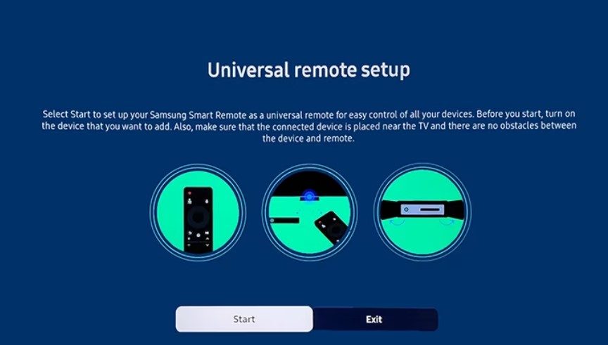 Universal remote setup on Samsung TV