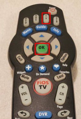 Hold the TV key and press OK on the Verizon Fios Philips RC14445302 Remote