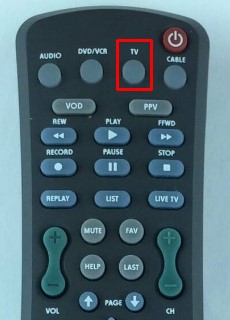 Press the TV key on the Motorola 800 Remote