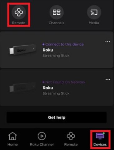 Click Devices in The Roku App