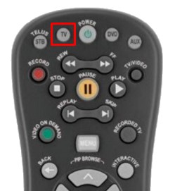 Press the TV button on the Telus Classic Remote