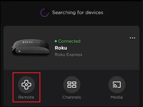 Remote option on The Roku App
